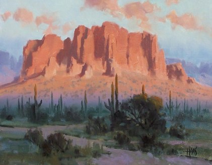 Superstition Twilight - Arizona 11" x 14" oil painting by Tom Haas