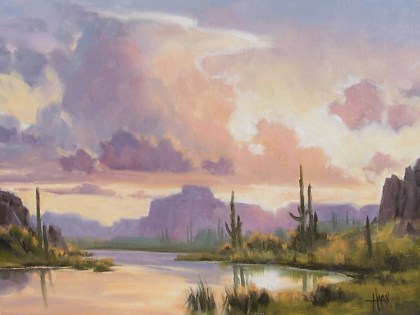 Evening on the Salt - Arizona 12" x 16" oil painting by Tom Haas