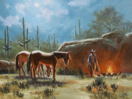 Full Moon - Arizona 12" x 16" oil painting by Tom Haas